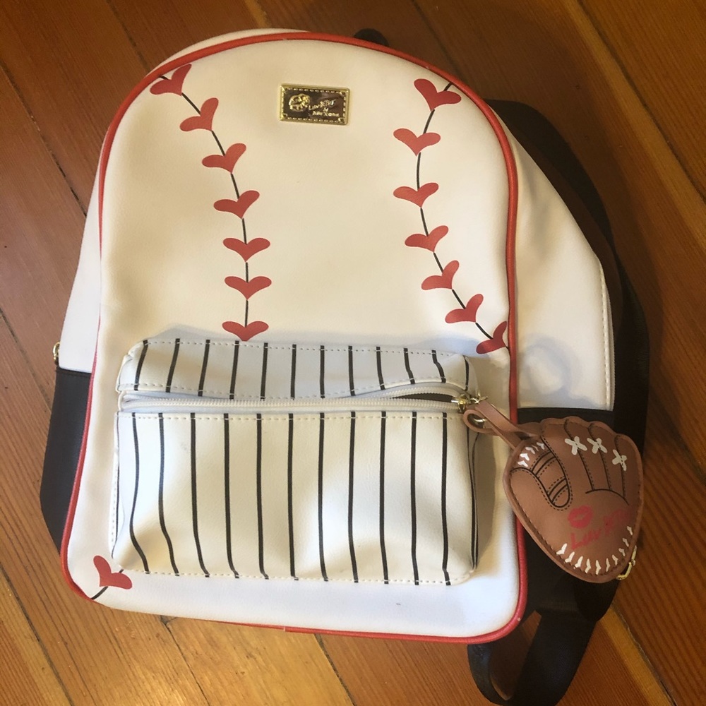 Cute Betsey Johnson baseball mini backpack!